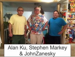 Alan Ku Stephen Markey and John Zanesky in the Marston Family Wonder Woman Museum
