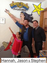 Hannah Jason and Stephen in the Marston Family Wonder Woman Museum